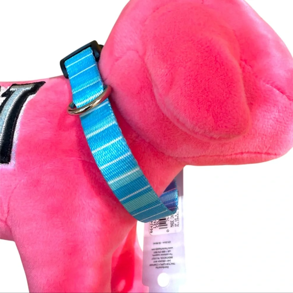 Preppy Blue Striped Adjustable Small Dog Pup Collar Chihuahua Terrier Dachshund